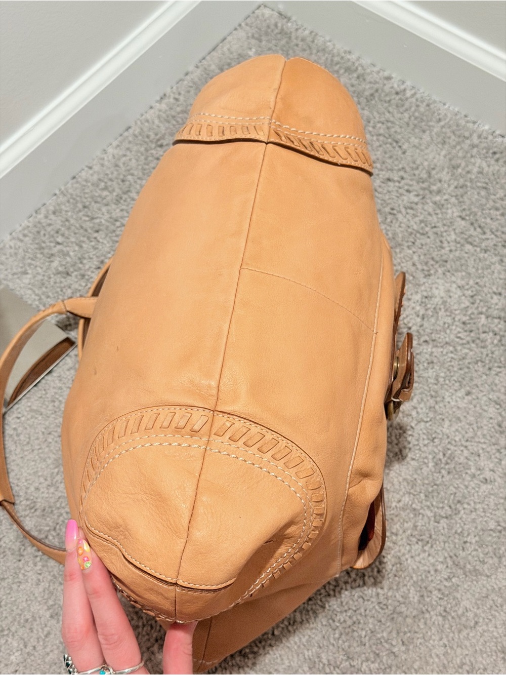Coach Poppy Whipstitch Leather Hobo Tote Bag - Picture 10 of 17